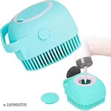 Silicone Dog Bath Brush with Cleaning Gloves (Multicolor, Set of 2)
